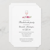 Rosen und Wein in Rosa. Junggeselinnen-Abschied Einladung (Vorne/Hinten)