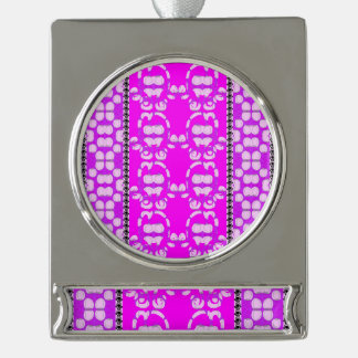 Rosen- und Wellen-Bechermalven Banner-Ornament Silber