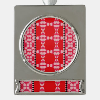 Rosen Und Wellen Kleeblätter Banner-Ornament Silber