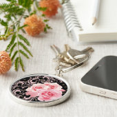 Rosen und Wirbel, rosa Schlüsselanhänger (Seite)