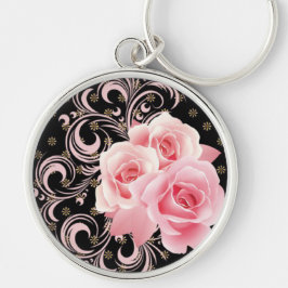 Rosen und Wirbel, rosa Schlüsselanhänger