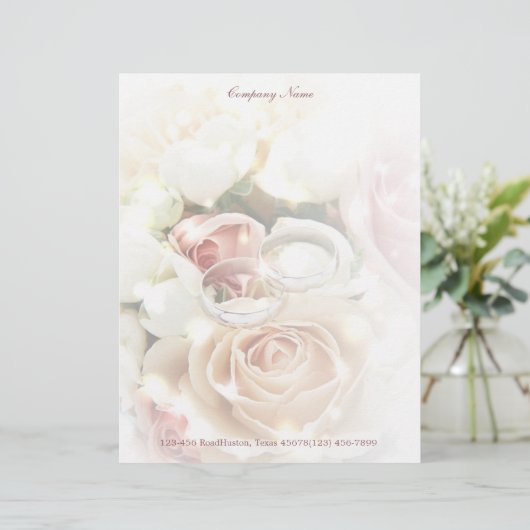 Rosen-Verlobung schellt Hochzeitsphotographen Briefbogen (Stehend Vorderseite)