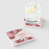 Rosen-Verlobungsparty Steinuntersetzer (Seitenansicht)