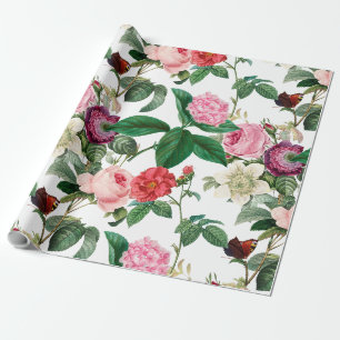 Rosen-Vintage-Botanikillustration Geschenkpapier