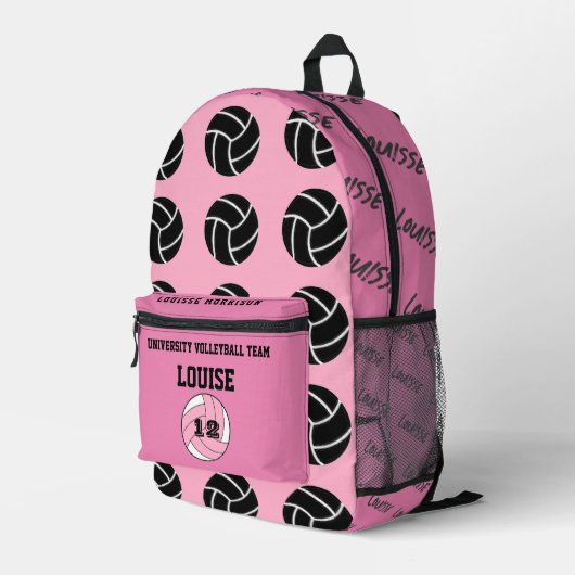 Rosen-Volleyball-Player-Rucksack Mit Monogramm Mäd Bedruckter Rucksack (Rückseitige Ecke Rechts)