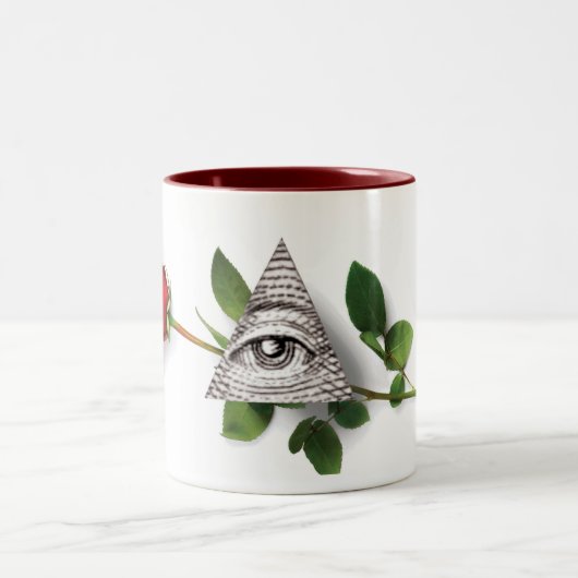 Rosen-Weise-Pyramide Zweifarbige Tasse (Mittel)
