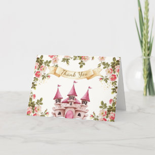 Rosen-Wildblumen-Märchenschloss-Baby-Party Dankeskarte
