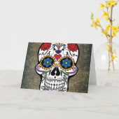 Rosen-Zuckerschädel Dia De Los Muertos Karte (Gelbe Blume)