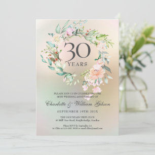 Rosen zum 30. Hochzeitstag Florale Perle Einladung