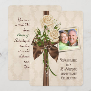 Rosen zum 35. Hochzeitstag Einladung