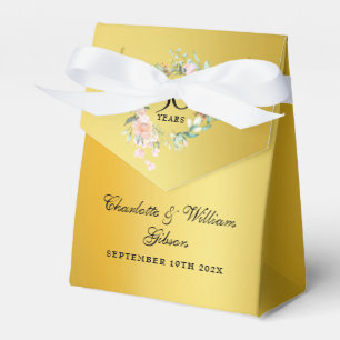 Rosen zum 50. Hochzeitstag in floral Gold Geschenkschachtel