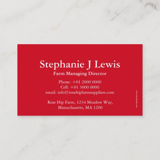 Rosenangesagte Visitenkarte (Rückseite)