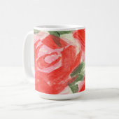 Rosenbedruckter Kaffeebecher Kaffeetasse (Vorderseite Links)