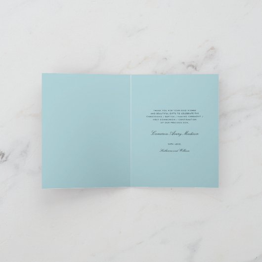 Rosenbeet-Quermonogramm Scripted Foto religiös Dankeskarte (Innenseite)