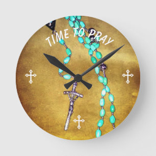 Rosenbeetuhr Zeit zu beten Runde Wanduhr