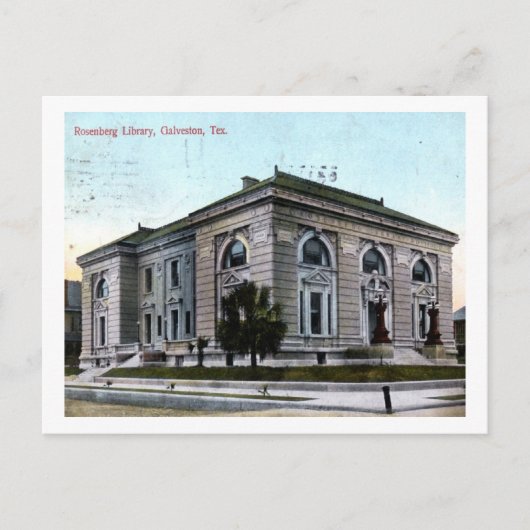 Rosenberg Library, Galveston, TX 1907 Vintag Postkarte (Vorderseite)
