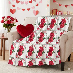 Rosenbett Rosa Blumen  Fleecedecke