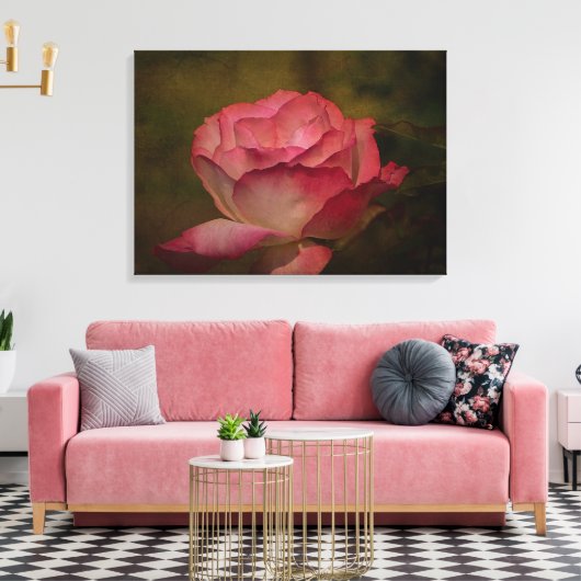 Rosenbild auf Leinwand im frühen Abendlicht (Insitu (Wohnzimmer))