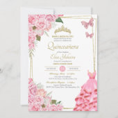 Rosenbläschen Quinceanera-Feier Einladung (Vorderseite)