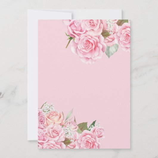 Rosenbläschen Quinceanera-Feier Einladung (Rückseite)