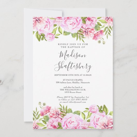 Rosenbläsertaufen Christening Einladung (Vorderseite)