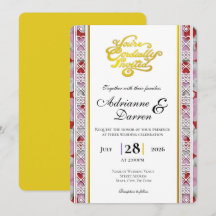 Rosenblatt-Hochzeitseinladung 2 mit goldenen Buchs