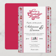 Rosenblatt-Hochzeitseinladung 2 mit roten Buchstab