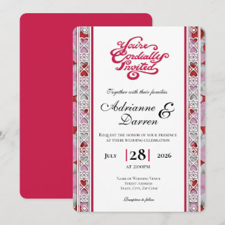 Rosenblatt-Hochzeitseinladung 2 mit roten Buchstab Einladung