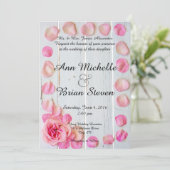 Rosenblätter auf Holzhochzeit Einladung (Stehend Vorderseite)