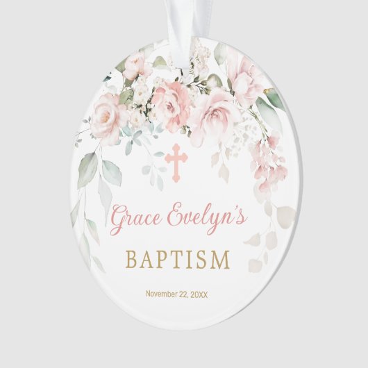 Rosenblättrige Taufe Foto Ornament (Vorderseite)
