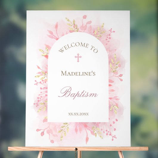rosenblättrige Taufe Willkommen Acrylschild (Neutral)
