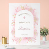 rosenblättrige Taufe Willkommen Acrylschild (Hochzeit)