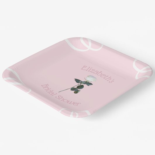 Rosenblättriges Brautparty Pappteller (Gewinkelt)