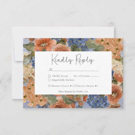 Rosenblauer Blauer Blauer Blauer Blütenrost RSVP Karte (Vorderseite)