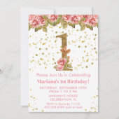 Rosenblume 1. Geburtstag Party Einladung (Vorderseite)