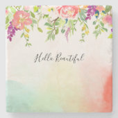 Rosenblume Gefärbte Krawatte Steinuntersetzer (Vorderseite)