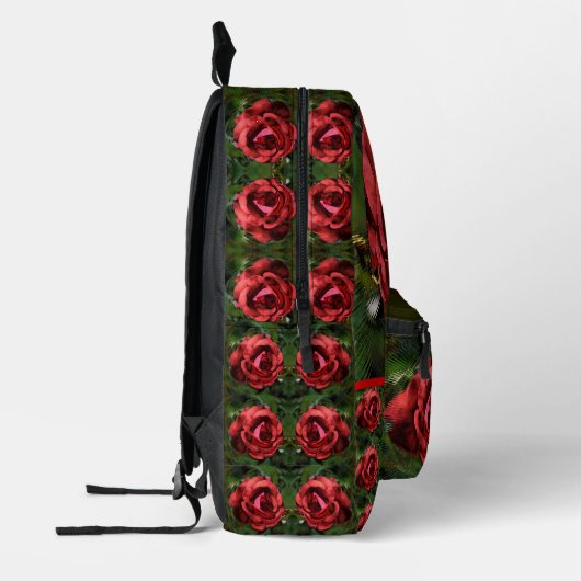 Rosenblume in blutabstrakter, personalisierter For Bedruckter Rucksack (Links)