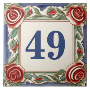 Rosenblumen-Haus-Türnummernschild Fliese