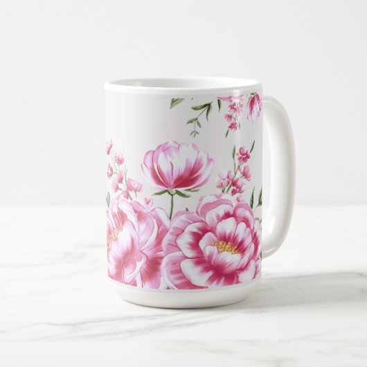 Rosenblumen modernes Design Kaffeetasse (VorderseiteRechts)