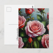 Rosenblumen Ölgemälde Postkarte (Vorne/Hinten)