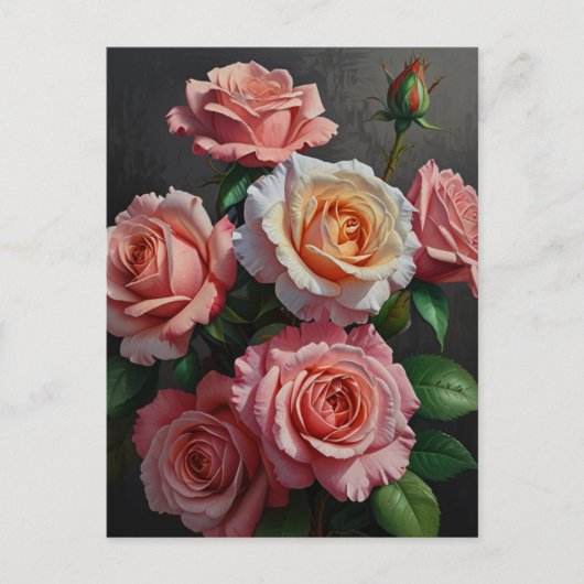 Rosenblumen Ölgemälde Postkarte (Vorderseite)