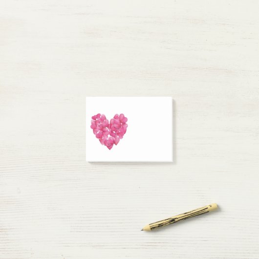 Rosenblumenblattherzen Stickies Anmerkungsblock Post-it Klebezettel (Auf Schreibtisch)