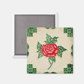 Rosenblumenfliese Magnet (Vorderseite/Rückseite)