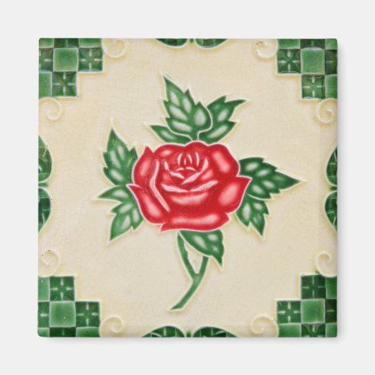 Rosenblumenfliese Magnet (Vorne)