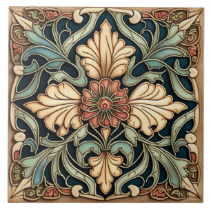 Rosenblumenfliese, Vintage-Jugendstil Fliese