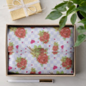 Rosenblumenmuster auf lila blauen Karos Seidenpapier (Geschenk)