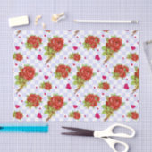 Rosenblumenmuster auf lila blauen Karos Seidenpapier (Handwerk)