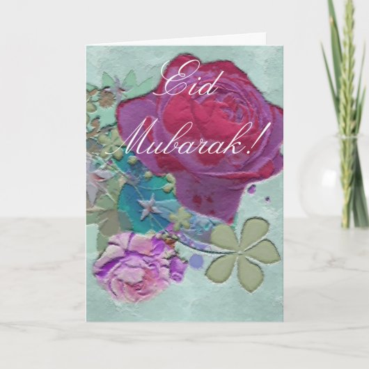 Rosenblumenstrauß Eid Mubarak Feiertagskarte (Vorderseite)