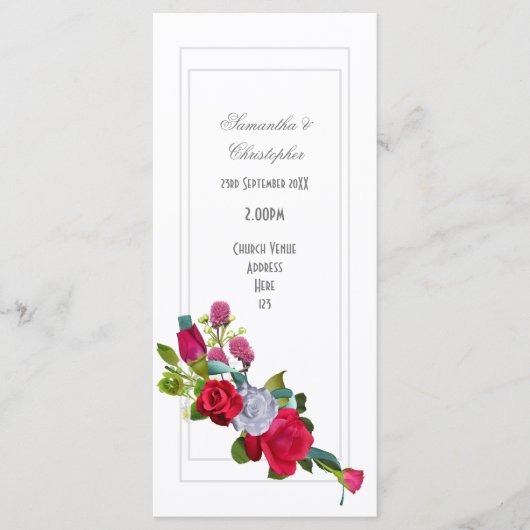 Rosenblumenstrauß Kirchenhochzeitsprogramm Programm (Vorderseite)