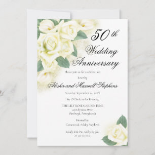Rosenblumenstrauß zum 50. Hochzeitstag Einladung
